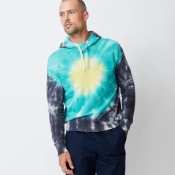 MONROW Sunburst Tie Dye Pullover Hoody YELLOW/TEAL/FADEDBLACK Shop